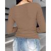 imageCHICME Women Long Sleeve Shirts Builtin Shelf Bra Tops RibKnit Top Fall OutfitsKhaki
