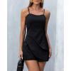 imageCHICME Women Rompers for Summer Dressy Spaghetti Strap Ruched Short Jumpsuit Casual Waist Bodycon OveralBlack
