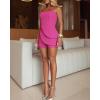 imageCHICME Women Rompers for Summer Dressy Spaghetti Strap Ruched Short Jumpsuit Casual Waist Bodycon OveralHot Pink