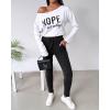 imageCHICME Women Tracksuit 2025 Fall 2 piece Outfits Off The Shoulder Long Sleeve Tops and Pants SetBlack