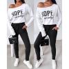 imageCHICME Women Tracksuit 2025 Fall 2 piece Outfits Off The Shoulder Long Sleeve Tops and Pants SetBlack