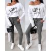 imageCHICME Women Tracksuit 2025 Fall 2 piece Outfits Off The Shoulder Long Sleeve Tops and Pants SetGray