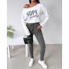 imageCHICME Women Tracksuit 2025 Fall 2 piece Outfits Off The Shoulder Long Sleeve Tops and Pants SetGray