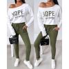imageCHICME Women Tracksuit 2025 Fall 2 piece Outfits Off The Shoulder Long Sleeve Tops and Pants SetGreen