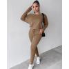imageCHICME Women Tracksuit 2025 Fall 2 piece Outfits Off The Shoulder Long Sleeve Tops and Pants SetKhaki