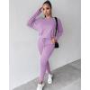 imageCHICME Women Tracksuit 2025 Fall 2 piece Outfits Off The Shoulder Long Sleeve Tops and Pants SetPurple