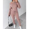 imageCHICME Women Tracksuit 2025 Fall 2 piece Outfits Off The Shoulder Long Sleeve Tops and Pants SetZred Bean