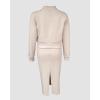 imageCHICME Womens 2 Piece Casual Outfit 2025 Square Neckline Sleeveless Bodycon Midi Dress with Back Slit and Bomber Jacket SetApricot