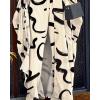 imageCHICME Womens 2 Piece Outfits 2025 Abstract Print Batwing Sleeve V Neck Top with High Slit and Loose Wide Leg Pants SetAyellow