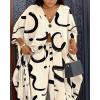 imageCHICME Womens 2 Piece Outfits 2025 Abstract Print Batwing Sleeve V Neck Top with High Slit and Loose Wide Leg Pants SetAyellow