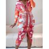 imageCHICME Womens Bodycon Long Sleeve Dress Casual Plunge V Neck Ruched Midi Dress 2025 Fall Bodycon Slit Office Work DressesOrange
