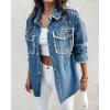 imageCHICME Womens Casual Denim Jacket for Women 2025 Contrast Sequin Long Sleeve Rhinestone Denim JacketsColorful Rhinestoneblue