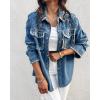 imageCHICME Womens Casual Denim Jacket for Women 2025 Contrast Sequin Long Sleeve Rhinestone Denim JacketsColorful Rhinestoneblue