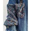 imageCHICME Womens Casual Denim Jacket for Women 2025 Contrast Sequin Long Sleeve Rhinestone Denim JacketsLighted Blue