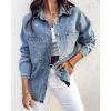imageCHICME Womens Casual Denim Jacket for Women 2025 Contrast Sequin Long Sleeve Rhinestone Denim JacketsRhinestone Decorblue