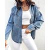 imageCHICME Womens Casual Denim Jacket for Women 2025 Contrast Sequin Long Sleeve Rhinestone Denim JacketsRhinestone Decorblue
