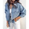 imageCHICME Womens Casual Denim Jacket for Women 2025 Contrast Sequin Long Sleeve Rhinestone Denim JacketsRhinestone Decorblue