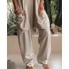 imageCHICME Womens Casual Short Sleeve Jumpsuits V Neck Baggy Romper Strechy Comfy Wide Leg Jumpsuit with PocketsAlight Khaki