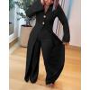 imageCHICME Womens Faux Two Piece Jumpsuits 2025 Casual Dressy Long Sleeve V Neck Wide Leg One Piece OutfitsBlack