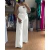 imageCHICME Womens Jumpsuit Beaded Spaghetti Strap Bowknot Ruched Slim Fit Cami Jumpsuits Elegant OverallAwhite