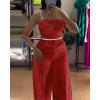 imageCHICME Womens Jumpsuit Beaded Spaghetti Strap Bowknot Ruched Slim Fit Cami Jumpsuits Elegant OverallRed