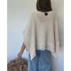 imageCHICME Womens Knit Tops 2025 34 Batwing Sleeve Tops for Women HollowOut Pattern Edges Crochet Top Casual Pullover SweatersCapricot