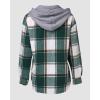 imageCHICME Womens Lightweight Casual Jacket 2025 Plaid Long Sleeve Shacket Fleece Lined Hooded Jackets Warm CoatGreen