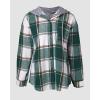 imageCHICME Womens Lightweight Casual Jacket 2025 Plaid Long Sleeve Shacket Fleece Lined Hooded Jackets Warm CoatGreen