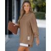imageCHICME Womens Long Sleeve Zipper Slit Oversized Sweatshirt 2025 Casual Pullover Zipper Hoodies Fall ClothesBrown