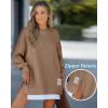 imageCHICME Womens Long Sleeve Zipper Slit Oversized Sweatshirt 2025 Casual Pullover Zipper Hoodies Fall ClothesBrown