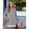 imageCHICME Womens Long Sleeve Zipper Slit Oversized Sweatshirt 2025 Casual Pullover Zipper Hoodies Fall ClothesGray