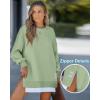 imageCHICME Womens Long Sleeve Zipper Slit Oversized Sweatshirt 2025 Casual Pullover Zipper Hoodies Fall ClothesGreen