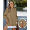 imageCHICME Womens Long Sleeve Zipper Slit Oversized Sweatshirt 2025 Casual Pullover Zipper Hoodies Fall ClothesKhaki