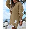 imageCHICME Womens Long Sleeve Zipper Slit Oversized Sweatshirt 2025 Casual Pullover Zipper Hoodies Fall ClothesKhaki