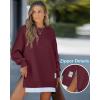 imageCHICME Womens Long Sleeve Zipper Slit Oversized Sweatshirt 2025 Casual Pullover Zipper Hoodies Fall ClothesWine Red