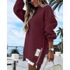 imageCHICME Womens Long Sleeve Zipper Slit Oversized Sweatshirt 2025 Casual Pullover Zipper Hoodies Fall ClothesWine Red