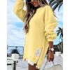 imageCHICME Womens Long Sleeve Zipper Slit Oversized Sweatshirt 2025 Casual Pullover Zipper Hoodies Fall ClothesYellow