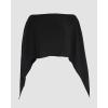 imageCHICME Womens Off The Shoulder Flowy Tops Casual Batwing Slit Sleeve Blouse Loose Shirt with Bandeau TopAblack