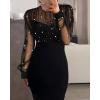 imageCHICME Womens Sexy Bodycon Midi Dress 2025 Mock Neck Long Sleeve Sheer Dresses Beaded Night Club Party DressesAblack