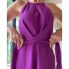 imageCHICME Womens Sexy Halter Jumpsuits Sleeveless Casual Ruched Rompers Wide Leg JumpsuitApurple