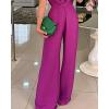 imageCHICME Womens Sexy Halter Jumpsuits Sleeveless Casual Ruched Rompers Wide Leg JumpsuitApurple
