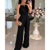 imageCHICME Womens Sexy Halter Jumpsuits Sleeveless Casual Ruched Rompers Wide Leg JumpsuitBlack