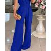 imageCHICME Womens Sexy Halter Jumpsuits Sleeveless Casual Ruched Rompers Wide Leg JumpsuitBlue