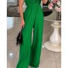 imageCHICME Womens Sexy Halter Jumpsuits Sleeveless Casual Ruched Rompers Wide Leg JumpsuitGreen