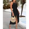 imageCHICME Womens Summer Halter Dress Hollow Out A Line Vacation Dresses with Eyelet Embroidery ampamp Side SlitBlack