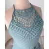 imageCHICME Womens Summer Halter Dress Hollow Out A Line Vacation Dresses with Eyelet Embroidery ampamp Side SlitGreen