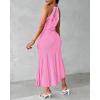 imageCHICME Womens Summer Halter Dress Hollow Out A Line Vacation Dresses with Eyelet Embroidery ampamp Side SlitHot Pink