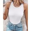 imageCHICME Womens Summer Sleeveless Tank Top Casual Ribbed Racerback Basic Fitted Thick Strap Shirts TopsAwhite