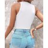 imageCHICME Womens Summer Sleeveless Tank Top Casual Ribbed Racerback Basic Fitted Thick Strap Shirts TopsAwhite
