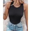 imageCHICME Womens Summer Sleeveless Tank Top Casual Ribbed Racerback Basic Fitted Thick Strap Shirts TopsBlack